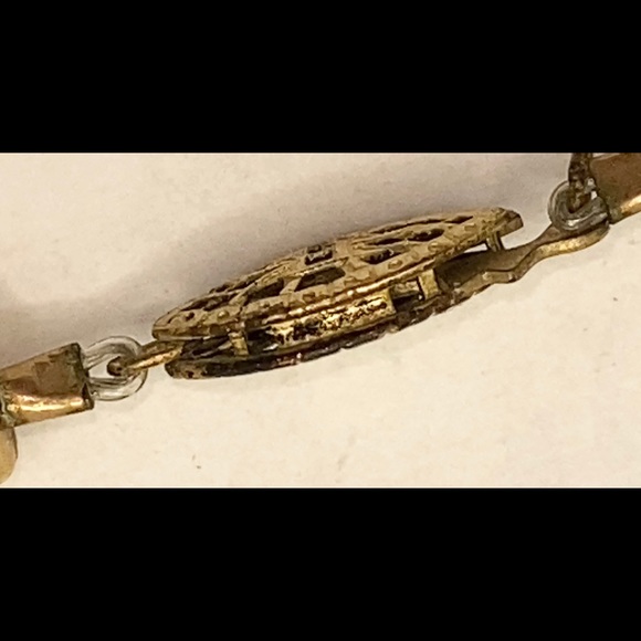 Vintage 18KGF leopard skin jasper & black onyx gemstone beaded choker necklace - Picture 7 of 9